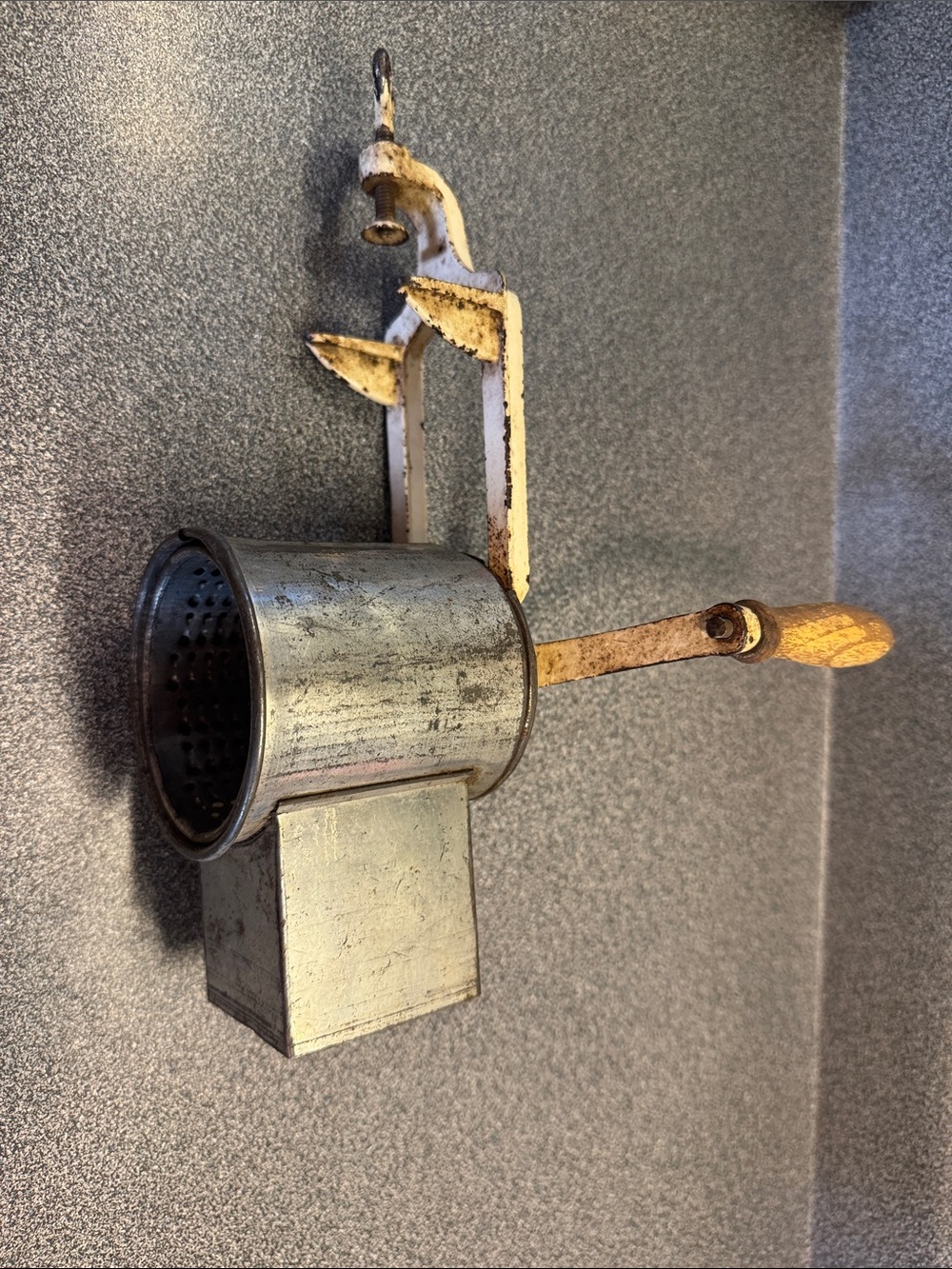 Vintage Hand-Crank Food Mill / Grinder in Yellow and Silver